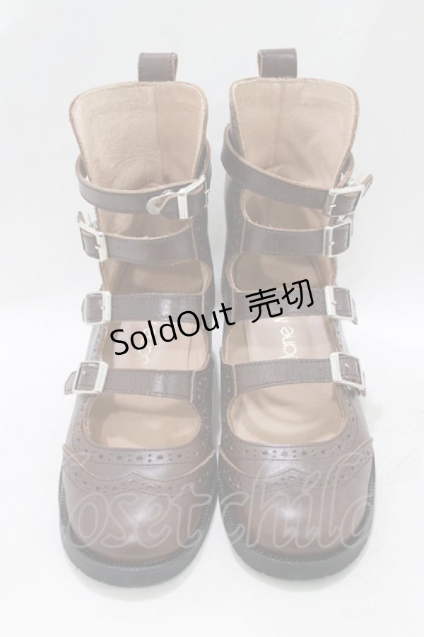 画像1: Jane Marple / 4ストラップシューズ S ブラウン H-26-01-25-064-JM-SH-KB-ZH (1)