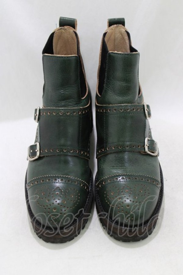 画像1: Jane Marple Dans Le Salon / モンクストラップアンクルブーツ S グリーン H-26-01-25-065-JM-SH-KB-ZH (1)