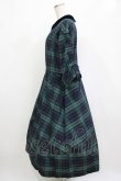 画像2: Jane Marple Dans Le Salon / メモリアルチェックベルベットカラードレス  グリーン×ネイビー H-26-01-25-002-JM-OP-KB-ZH (2)
