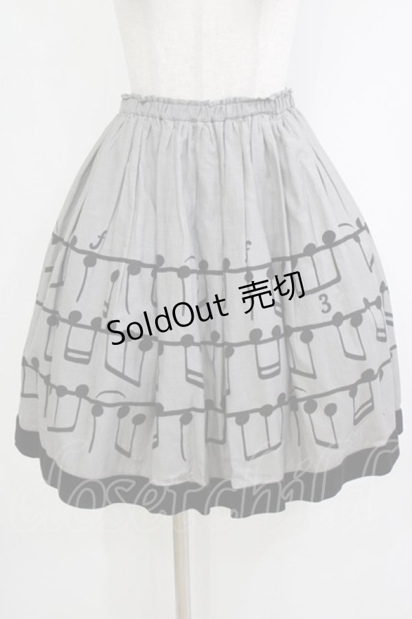 画像1: Jane Marple / Musical Noteギャザースカート M グレー H-26-01-25-015-JM-SK-KB-ZH (1)