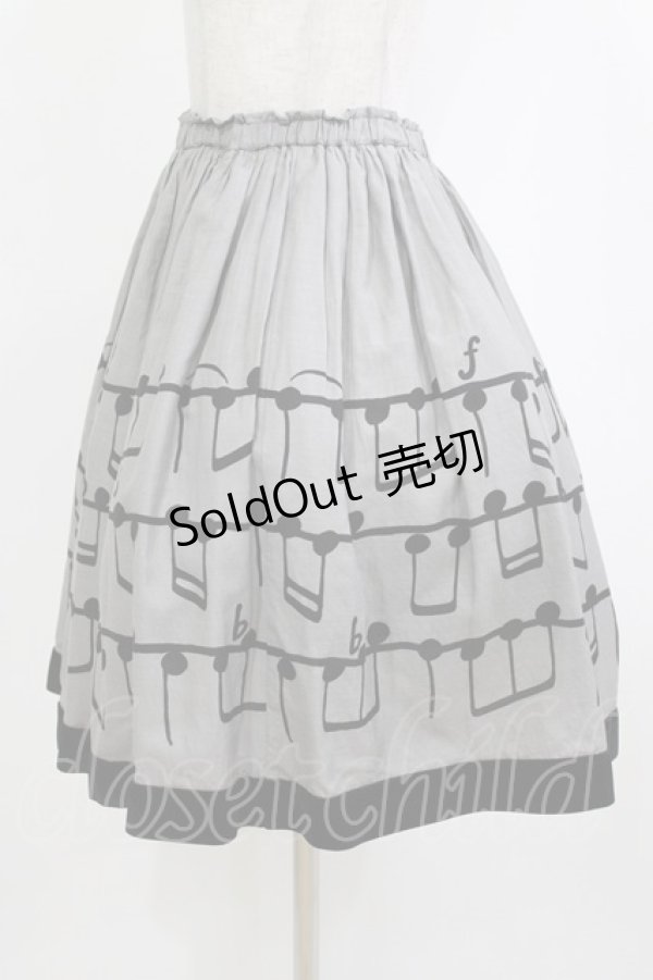 画像2: Jane Marple / Musical Noteギャザースカート M グレー H-26-01-25-015-JM-SK-KB-ZH (2)