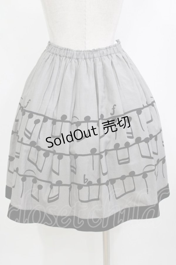 画像3: Jane Marple / Musical Noteギャザースカート M グレー H-26-01-25-015-JM-SK-KB-ZH (3)