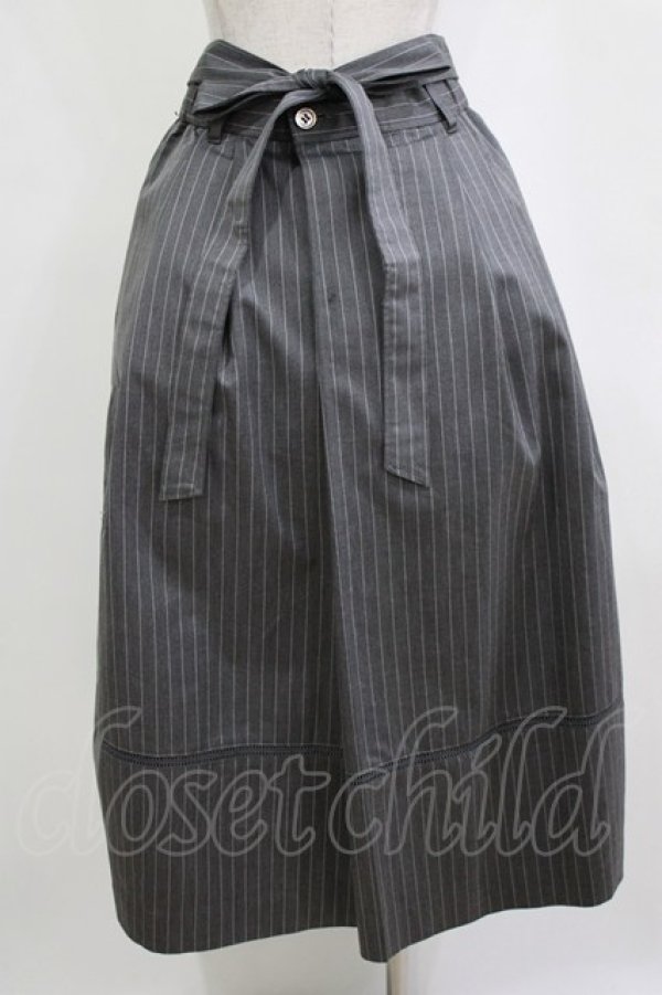画像3: Jane Marple / British stripe tea house skirt  gray-stripe H-26-01-25-016-JM-SK-KB-ZH (3)