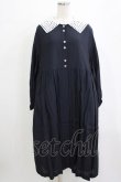 画像1: Jane Marple / Dobby cloth teardrop lace collar dress  ネイビー H-26-01-25-018-JM-OP-KB-ZH (1)