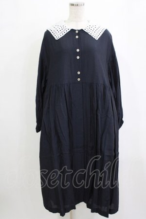 画像: Jane Marple / Dobby cloth teardrop lace collar dress  ネイビー H-26-01-25-018-JM-OP-KB-ZH