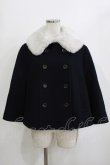 画像1: Jane Marple / Lamb melton fur collar cape jacket  ネイビー×シルバーグレー H-26-01-25-020-JM-JA-KB-ZH (1)