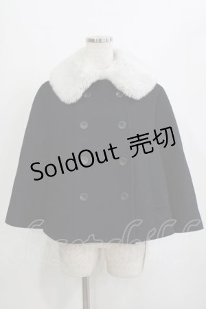 画像: Jane Marple / Lamb melton fur collar cape jacket  ネイビー×シルバーグレー H-26-01-25-020-JM-JA-KB-ZH