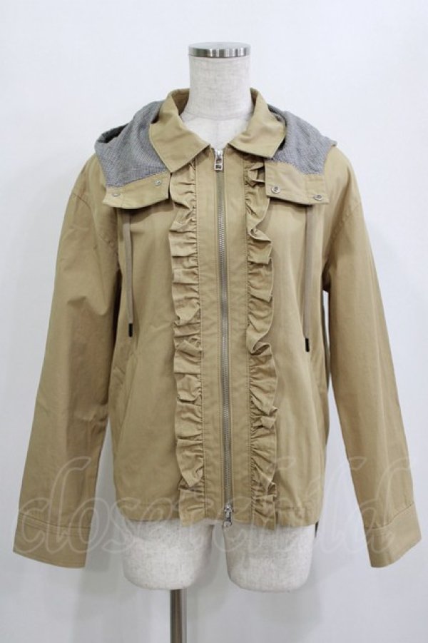 画像1: Jane Marple / CORDURA twill hooded blouson  beige×monotone check H-26-01-25-021-JM-JA-KB-ZH (1)