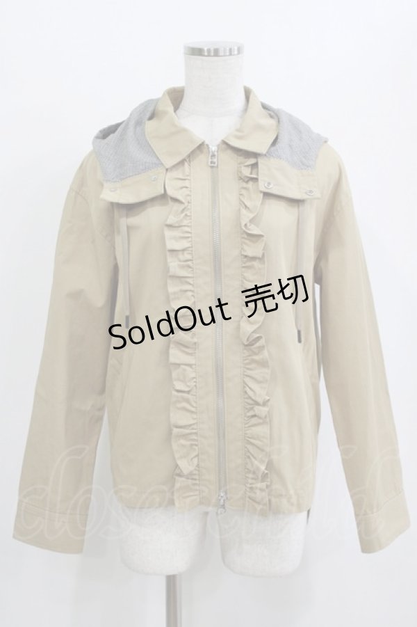 画像1: Jane Marple / CORDURA twill hooded blouson  beige×monotone check H-26-01-25-021-JM-JA-KB-ZH (1)