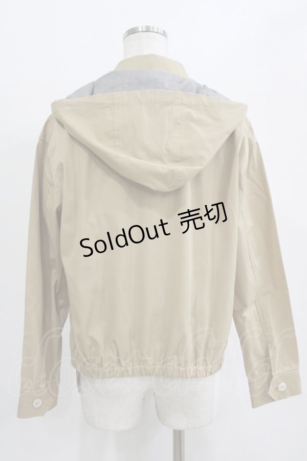 画像3: Jane Marple / CORDURA twill hooded blouson  beige×monotone check H-26-01-25-021-JM-JA-KB-ZH (3)