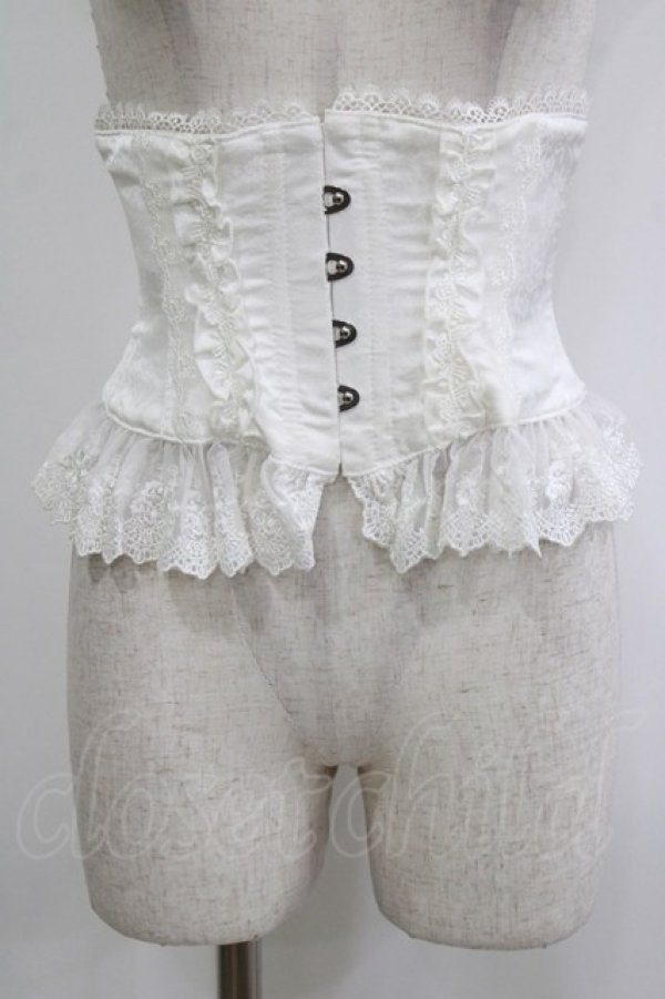 画像1: ATELIER PIERROT / Frill Short Corset コルセット  白 H-26-01-25-023-EL-TO-KB-ZH (1)
