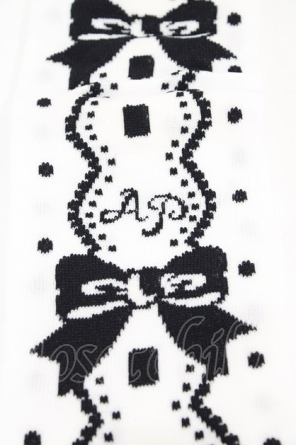 画像2: Angelic Pretty / キャンパスGirl Setのオーバーニー  オフ/ブラック H-26-01-26-004-AP-ZA-NS-ZH (2)