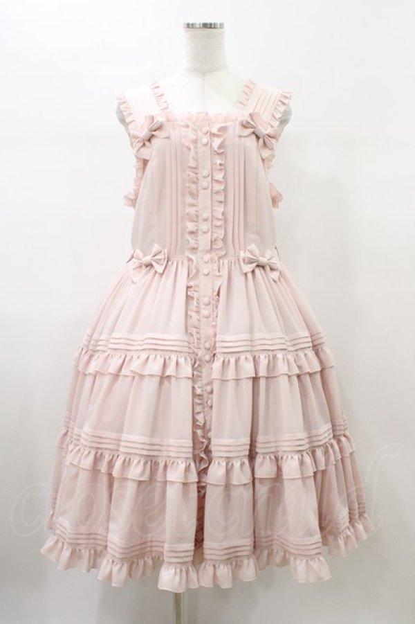 画像1: metamorphose / 【プラスサイズ】ピンタックティアードジャンパースカート プラスサイズ ピンク H-26-01-26-039-ME-OP-NS-ZH (1)