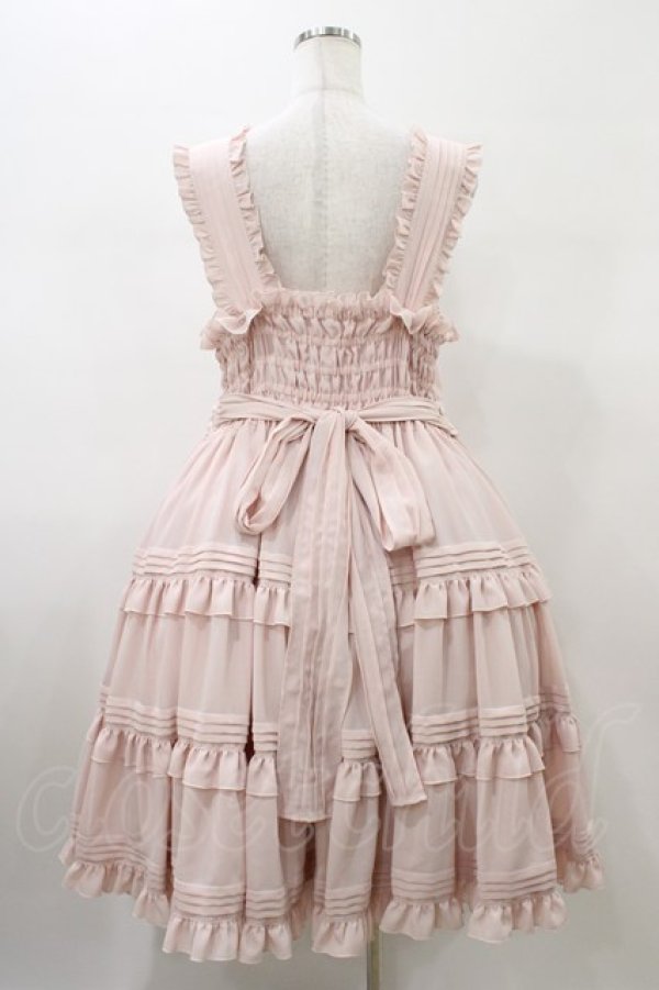 画像2: metamorphose / 【プラスサイズ】ピンタックティアードジャンパースカート プラスサイズ ピンク H-26-01-26-039-ME-OP-NS-ZH (2)