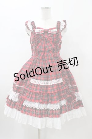 画像: Angelic Pretty / Sweetフリルジャンパースカート(タータン)  レッド H-26-01-26-040-AP-OP-NS-ZH