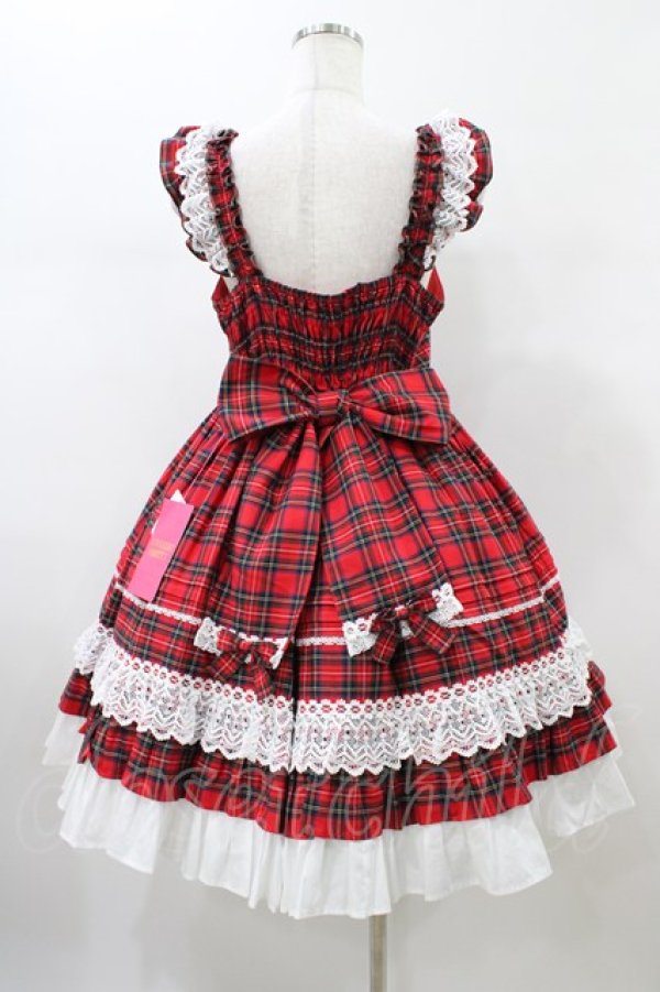 画像2: Angelic Pretty / Sweetフリルジャンパースカート(タータン)  レッド H-26-01-26-040-AP-OP-NS-ZH (2)