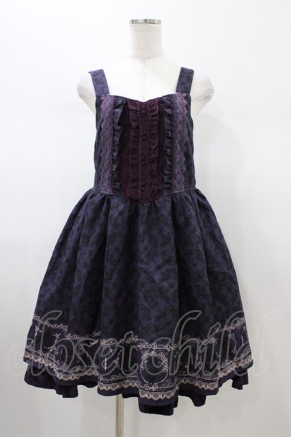 画像1: axes femme / ダークオーナメント柄ワンピース M パープル H-26-01-26-050-AX-OP-NS-ZH (1)