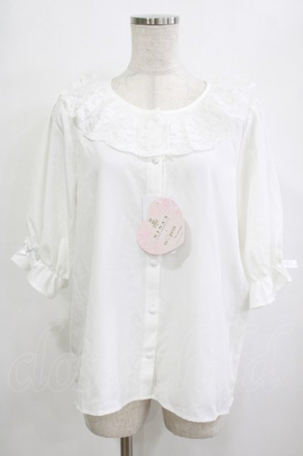 画像1: m petit by misako / MSKデシンレースエリブラウス L オフ H-26-01-26-1028-LO-BL-NS-ZH (1)