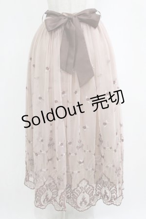 画像: axes femme / チュールカラー刺繍スカート M ブラウン H-26-01-26-1004-AX-SK-YZ-ZH