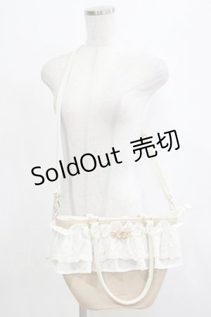 画像: axes femme / レースフリルかごトート  アイボリー H-26-01-26-1041-AX-BG-NS-ZH