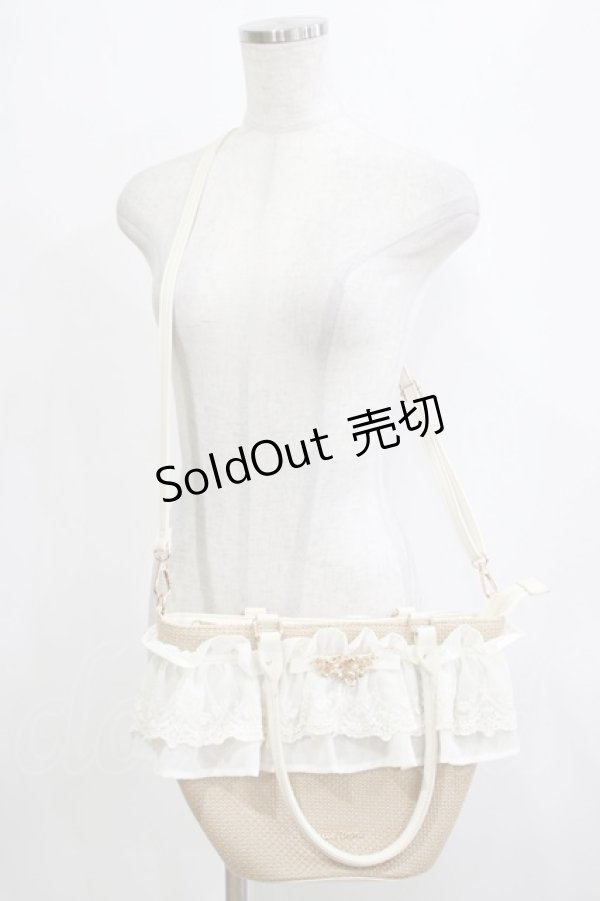 画像1: axes femme / レースフリルかごトート  アイボリー H-26-01-26-1041-AX-BG-NS-ZH (1)