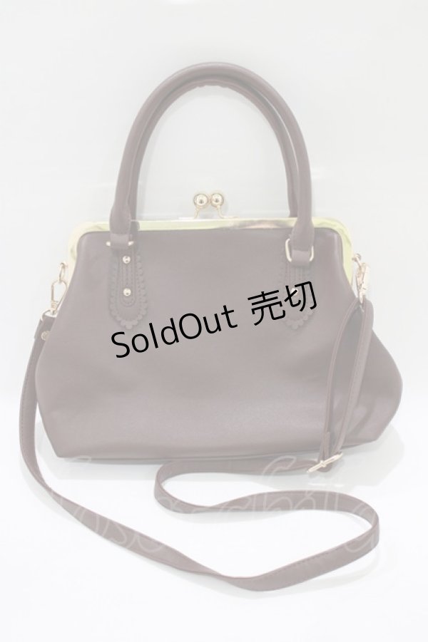 画像3: axes femme / レース重ねがま口ボストン  ブラウン H-26-01-26-1042-AX-BG-NS-ZH (3)