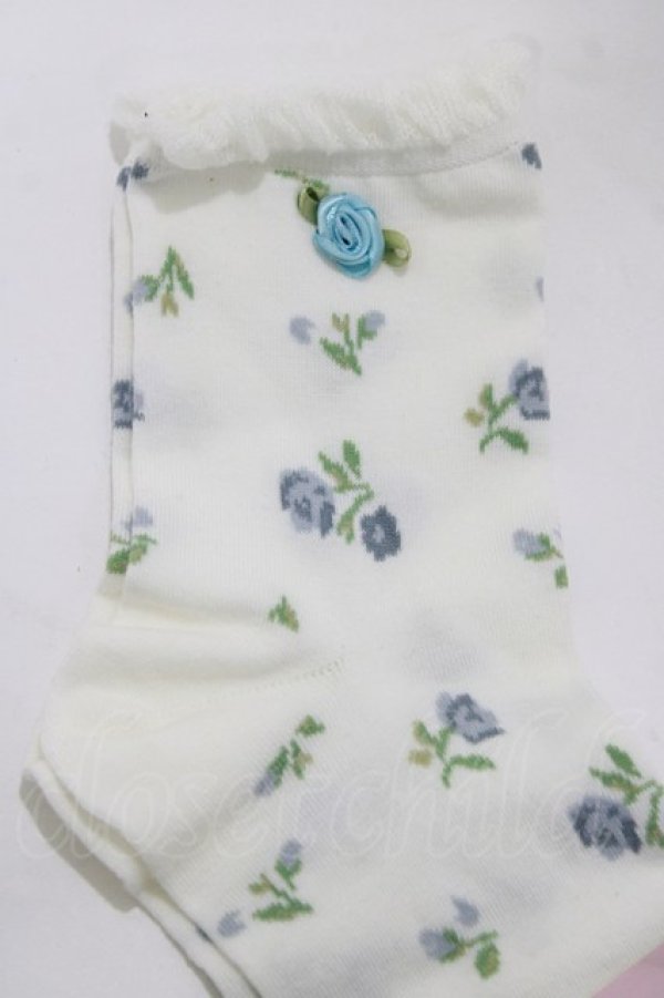 画像2: m petit by misako / ECAMCSバラモチーフ  オフ/サックス H-26-01-26-1049-LO-ZA-NS-ZH (2)