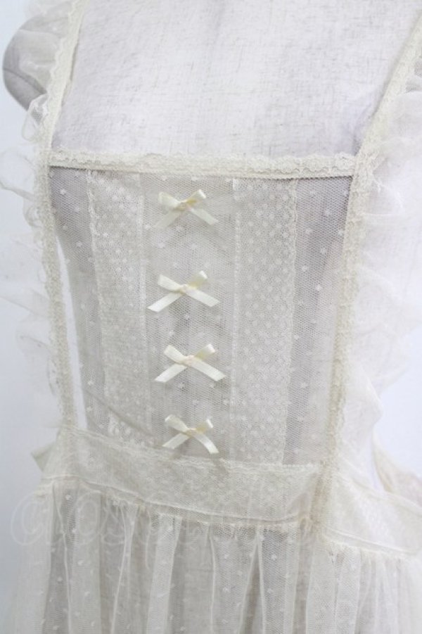 画像4: m petit by misako / TT*AOKドットリボンエプロン M アイボリー H-26-01-26-1005-LO-OP-NS-ZH (4)