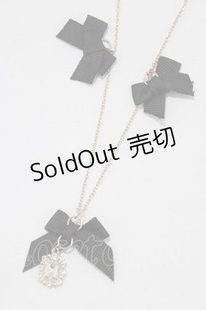 画像: m petit by misako / リボンビジューネックレス  ブラック H-26-01-26-1063-LO-AC-NS-ZH