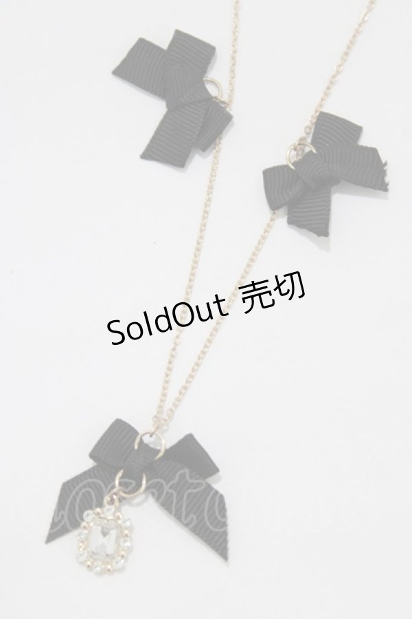 画像1: m petit by misako / リボンビジューネックレス  ブラック H-26-01-26-1063-LO-AC-NS-ZH (1)