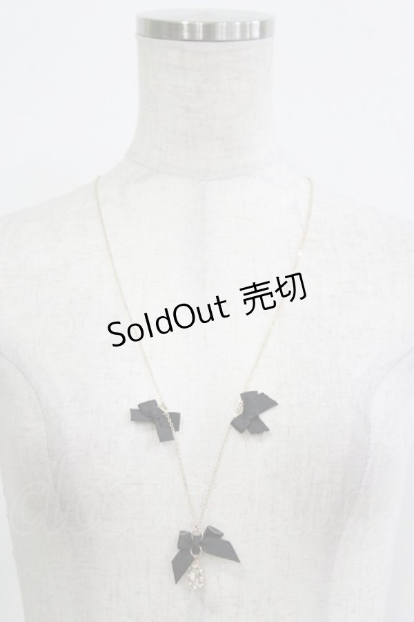 画像2: m petit by misako / リボンビジューネックレス  ブラック H-26-01-26-1063-LO-AC-NS-ZH (2)