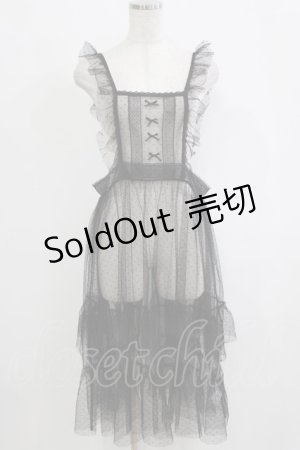 画像: m petit by misako / TT*AOKドットリボンエプロン M ブラック H-26-01-26-1006-LO-OP-NS-ZH