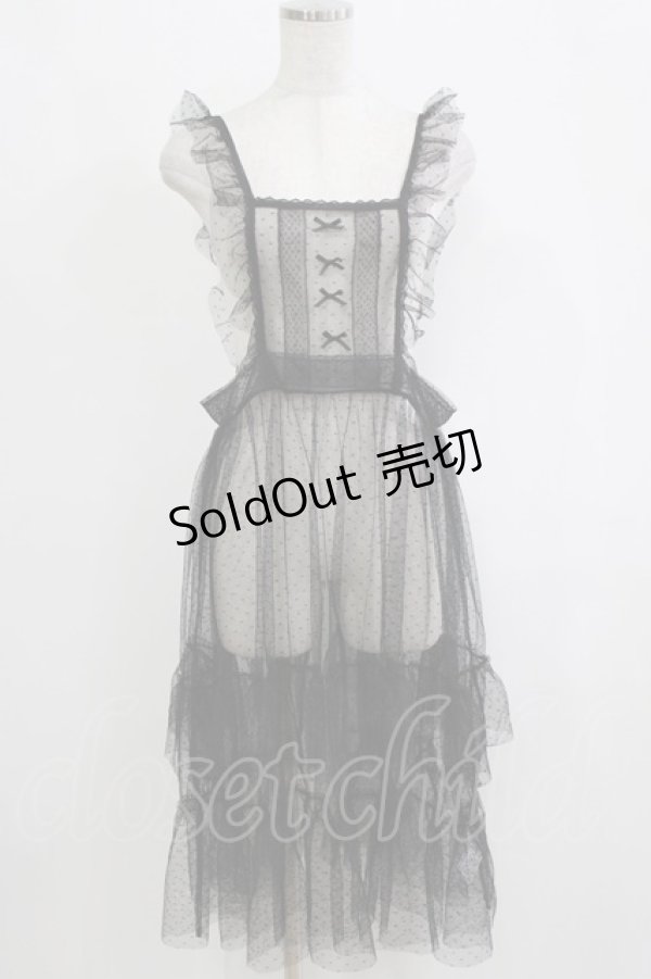 画像1: m petit by misako / TT*AOKドットリボンエプロン M ブラック H-26-01-26-1006-LO-OP-NS-ZH (1)
