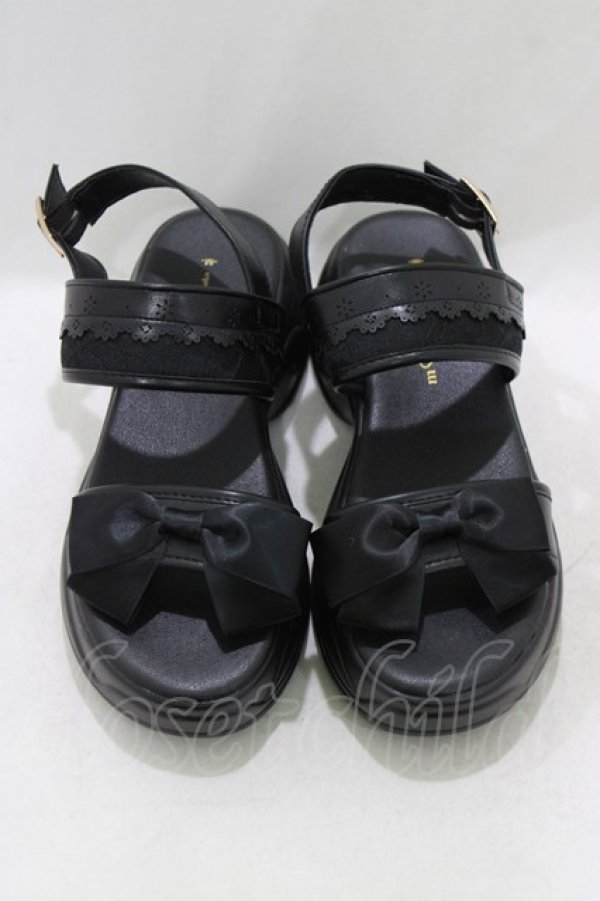 画像1: m petit by misako / AMリボンスニーカーサンダル M ブラック H-26-01-26-1080-LO-SH-NS-ZH (1)