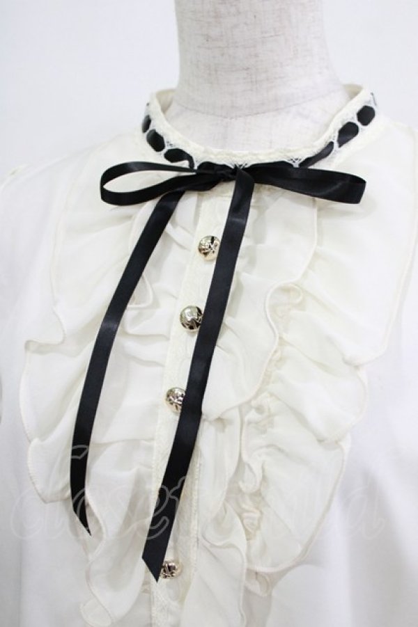 画像4: axes femme POETIQUE / フリルデザインスタンドブラウス M 生成り H-26-01-26-1015-AX-BL-NS-ZH (4)