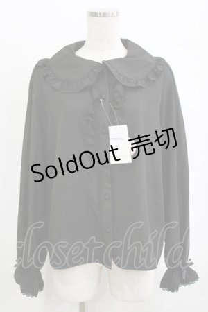 画像: m petit by misako / AM マルエリフリルブラウス L ブラック H-26-01-26-1016-LO-BL-NS-ZH