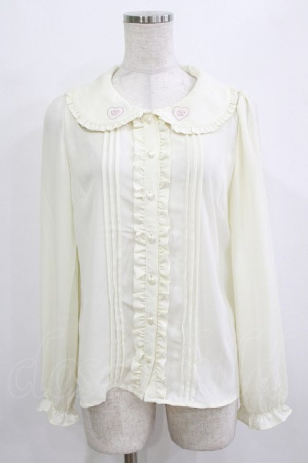 画像1: Ank Rouge / HUG ME刺繍ブラウス M アイボリー/ピンク H-26-01-26-1022-CA-BL-NS-ZH (1)