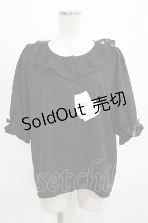 画像: m petit by misako / MSKデシンレースエリブラウス L ブラック H-26-01-26-1026-LO-BL-NS-ZH