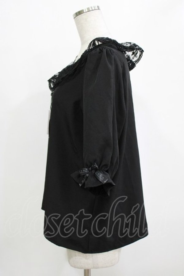 画像2: m petit by misako / MSKデシンレースエリブラウス L ブラック H-26-01-26-1026-LO-BL-NS-ZH (2)