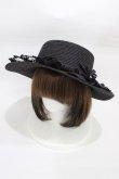 画像1: axes femme / 巻き薔薇レース雑材カンカン帽  ブラック H-26-01-26-020-AX-AC-NS-ZH (1)