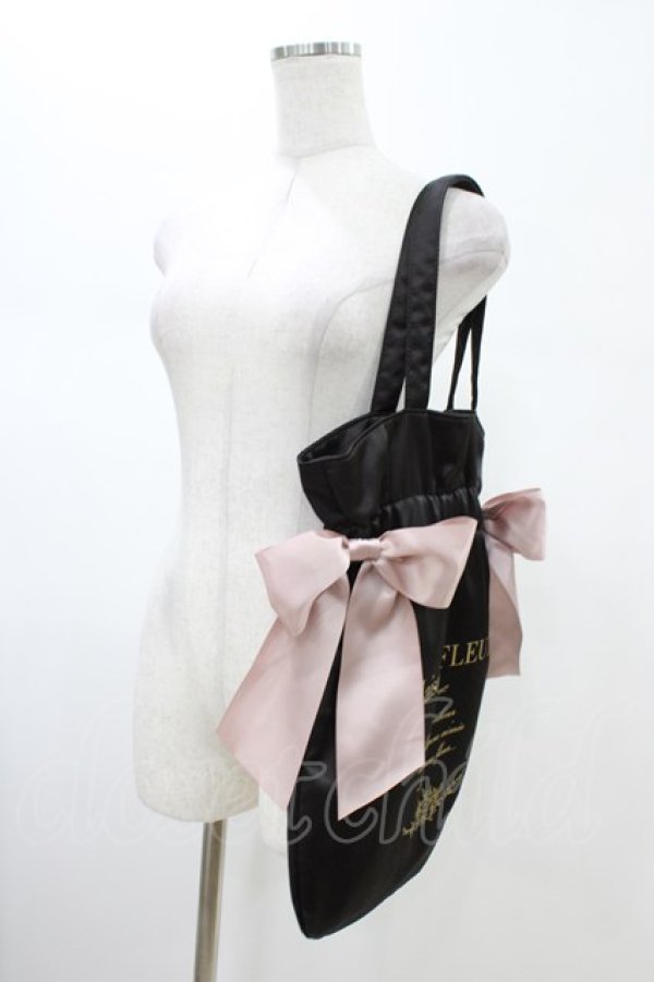 画像2: Maison de FLEUR / ダブルリボンギャザートートバッグ  ブラック H-26-01-26-024-LO-BG-NS-ZH (2)