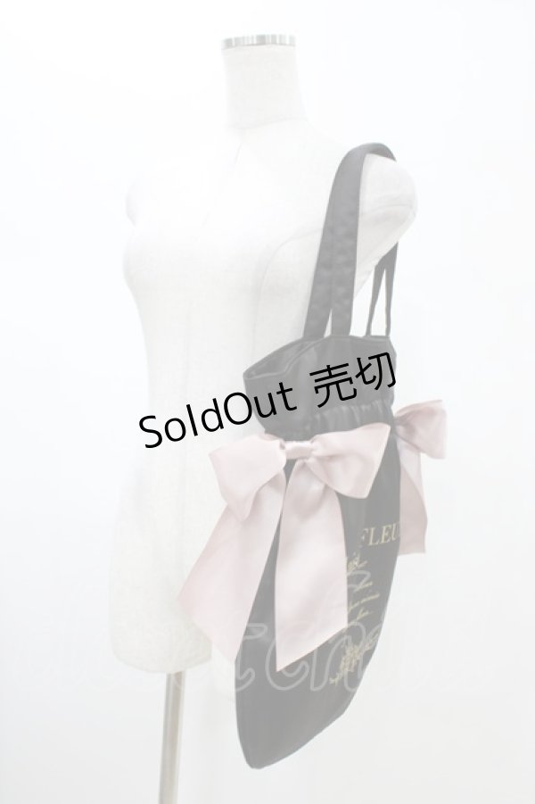 画像2: Maison de FLEUR / ダブルリボンギャザートートバッグ  ブラック H-26-01-26-024-LO-BG-NS-ZH (2)