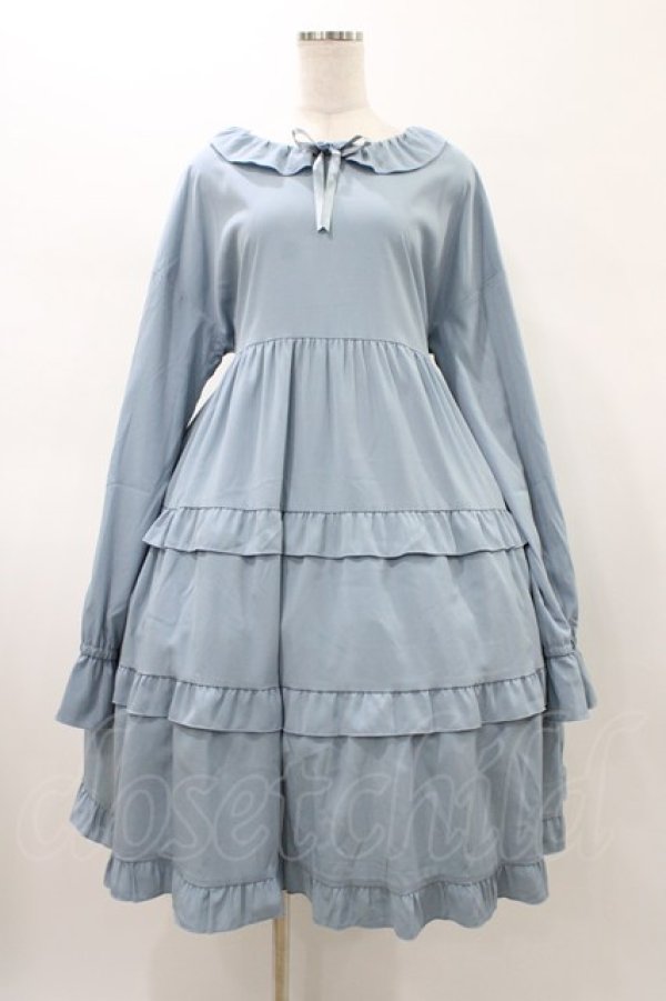 画像1: FLC / 皆方由衣コラボ/ティアードフリルワンピース L サックス H-26-01-27-051-0-OP-NS-ZH (1)