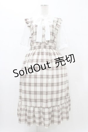 画像: majoretty / ドッキングチェックワンピース 4L オフ/ブラウン H-26-01-27-056-0-OP-NS-ZH