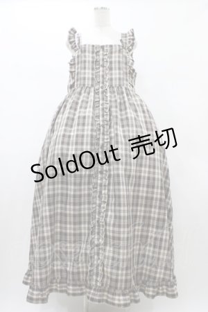 画像: FLC / 皆方由衣コラボ/チェックフリルジャンパースカート 4L ブラウン H-26-01-27-057-0-OP-NS-ZH