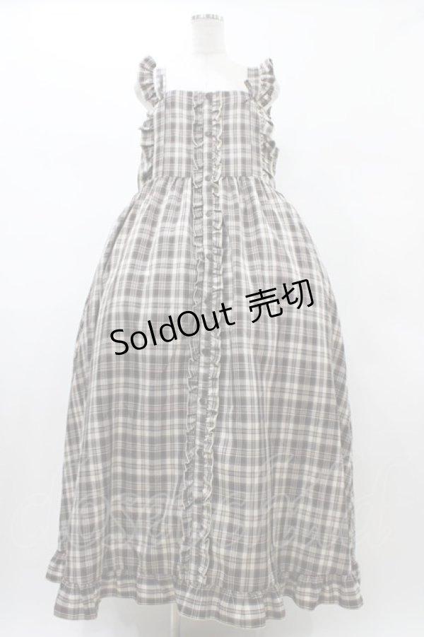 画像1: FLC / 皆方由衣コラボ/チェックフリルジャンパースカート 4L ブラウン H-26-01-27-057-0-OP-NS-ZH (1)