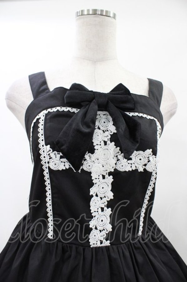 画像3: Eri Aino's collaboration / TTAINリボンレースジャンパースカート M ブラック H-26-01-27-059-0-OP-NS-ZH (3)