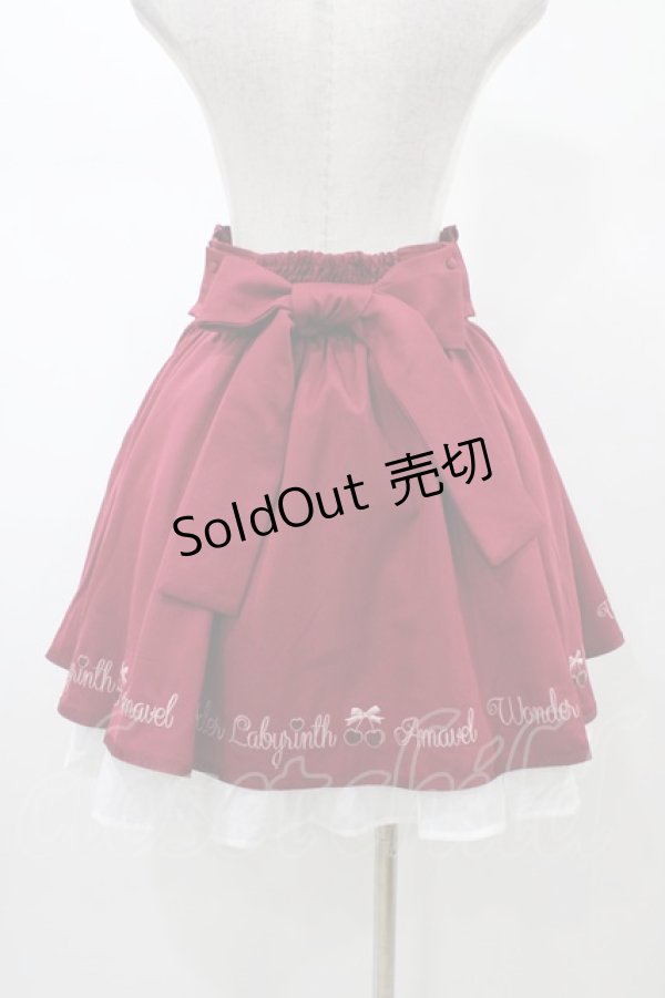 画像2: Amavel / Cherry Ribbonスカート Free レッド H-26-01-27-062-CA-SK-NS-ZH (2)