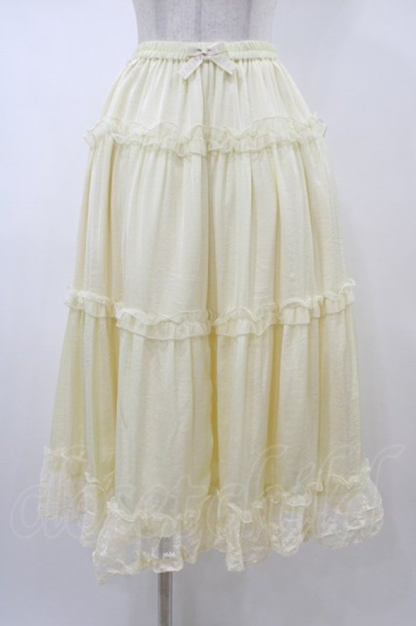 画像1: m petit by misako / サテンキリカエペチスカート M 生成り H-26-01-27-066-LO-SK-NS-ZH (1)