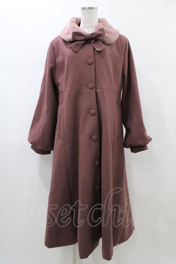 画像1: m petit by misako / AM*リボンコート 4L ダークピンク H-26-01-27-069-LO-CO-NS-ZH (1)